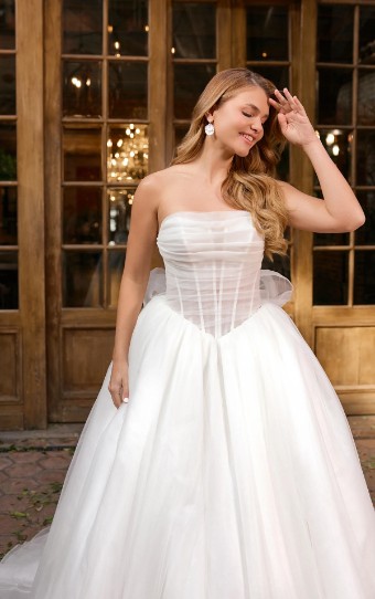 Essense of Australia Style No. D4322ZZ #0 default (IV-IV) IVORY GOWN W IVORY TULLE ILLUSION AND PLUNGE thumbnail