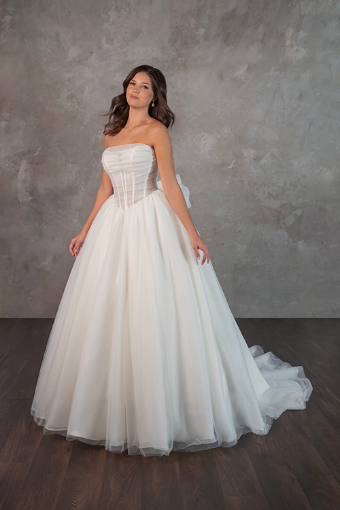 Essense of Australia Style No. D4322ZZ #3 (IV-IV) IVORY GOWN W IVORY TULLE ILLUSION AND PLUNGE thumbnail