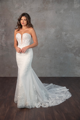 Essense of Australia Style No. D4341IQ #1 (IVIV-PL) Ivory Lace and Tulle over Ivory Gown w Porcelain Tulle Plunge thumbnail