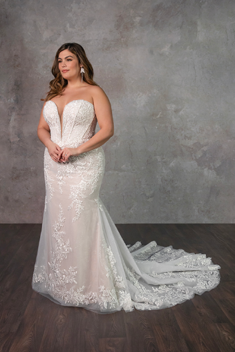 Essense of Australia Style No. D4341IQ #4 (IVIV-PL) Ivory Lace and Tulle over Ivory Gown w Porcelain Tulle Plunge thumbnail