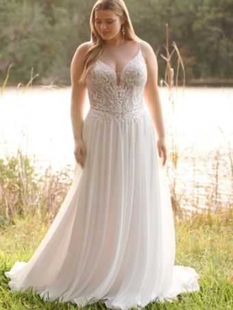Rebecca Ingram Style No. FINLEY (25RS888A01 - Unlined bodice with plunge) #0 default All Ivory (gown with Ivory Illusion) thumbnail