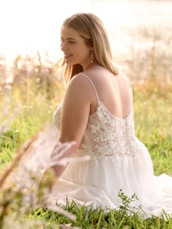 Rebecca Ingram Style No. FINLEY (25RS888A01 - Unlined bodice with plunge) #2 All Ivory (gown with Ivory Illusion) thumbnail