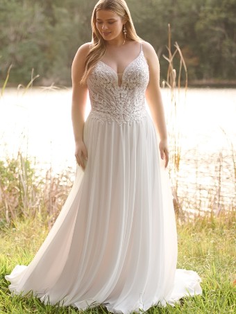 Rebecca Ingram Style No. FINLEY (25RS888A01 - Unlined bodice with plunge) #0 default All Ivory (gown with Ivory Illusion) thumbnail