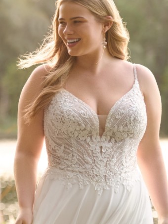 Rebecca Ingram Style No. FINLEY (25RS888A01 - Unlined bodice with plunge) #1 All Ivory (gown with Ivory Illusion) thumbnail