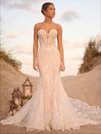 Maggie Sottero Style No. BENJIE ROYALE (25MB841A01 - Unlined Bodice, Chantilly Lace) #0 default All Ivory (gown with Ivory Illusion) thumbnail