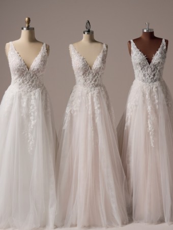 Rebecca Ingram Style No. HONOR (25RK922B01 - Lined bodice, Sleeveless, Chantilly Lace) #6 All Ivory (gown with Ivory Illusion) thumbnail