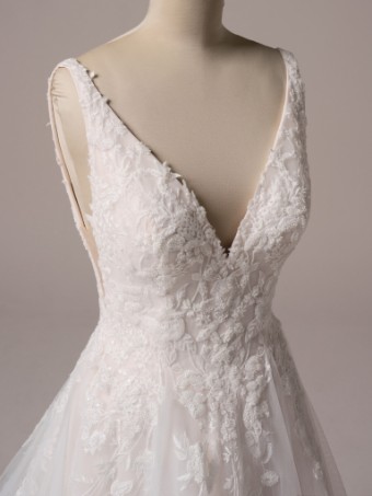 Rebecca Ingram Style No. HONOR (25RK922B01 - Lined bodice, Sleeveless, Chantilly Lace) #5 All Ivory (gown with Ivory Illusion) thumbnail