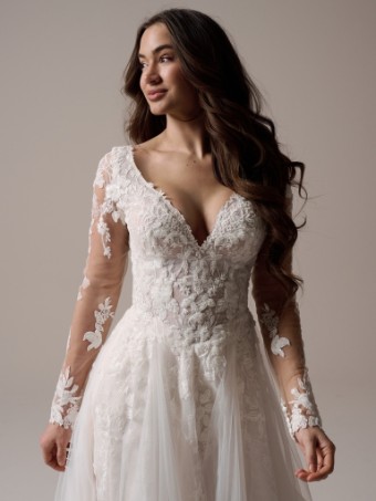 Rebecca Ingram Style No. HONOR (25RK922B01 - Lined bodice, Sleeveless, Chantilly Lace) #4 All Ivory (gown with Ivory Illusion) thumbnail