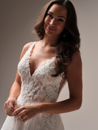 Rebecca Ingram Style No. HONOR (25RK922B01 - Lined bodice, Sleeveless, Chantilly Lace) #1 All Ivory (gown with Ivory Illusion) thumbnail