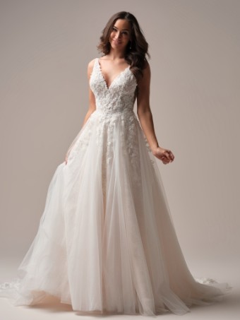 Rebecca Ingram Style No. HONOR (25RK922B01 - Lined bodice, Sleeveless, Chantilly Lace) #0 default All Ivory (gown with Ivory Illusion) thumbnail