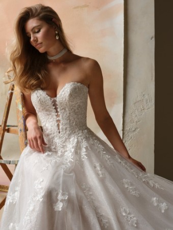 Maggie Sottero Style No. JENNIFER (26MS404B02 - No plunge, Chic organza) #4 All Ivory (gown with Ivory Illusion) thumbnail