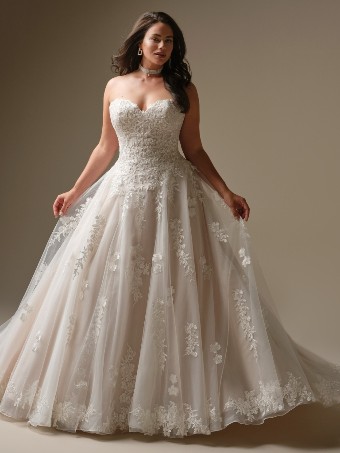 Maggie Sottero Style No. JENNIFER (26MS404B02 - No plunge, Chic organza) #8 Ivory over Blush (gown with Ivory Illusion) thumbnail