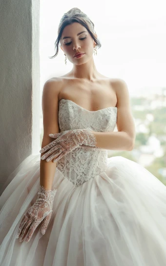 Stella York Style No. SY8189ZZ #1 (IV-IV) IVORY LACE AND TULLE OVER IVORY GOWN W IVORY SATIN BELT thumbnail