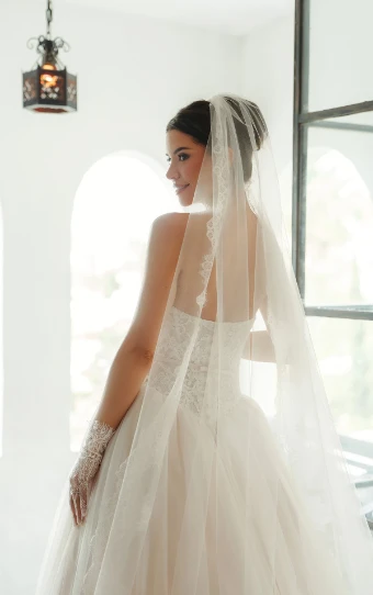 Stella York Style No. SY8189ZZ #2 (IV-IV) IVORY LACE AND TULLE OVER IVORY GOWN W IVORY SATIN BELT thumbnail