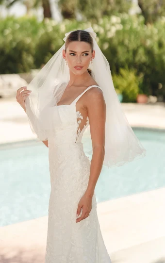 Stella York Style No. SY8253ZZ #1 (IVIV-PL) Ivory Lace and Tulle over Ivory Gown w Porcelain Tulle Plunge thumbnail