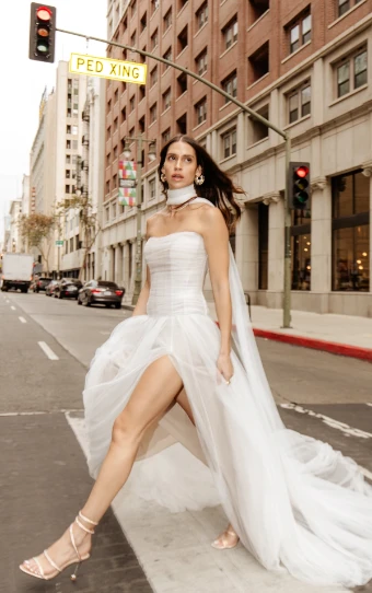 All Who Wander Style No. SABINE-ZZ #0 default (IV-LT) IVORY FRENCH TULLE OVER LATTE GOWN thumbnail