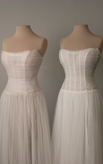 All Who Wander Style No. SABINE-ZZ #6 default (IV-LT) IVORY FRENCH TULLE OVER LATTE GOWN thumbnail