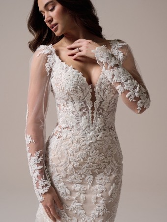 Maggie Sottero Style No. BIANCA (25MS907A01 - Unlined bodice, Sleeveless, Glitter tulle) #9 Ivory/Silver Accent with Ivory Illusion thumbnail