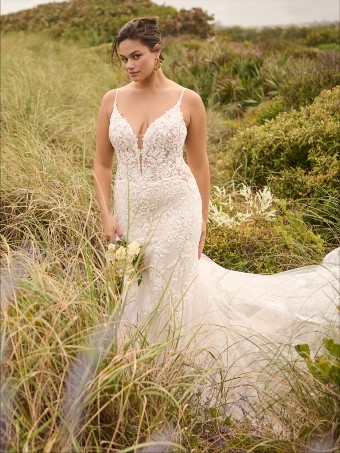 Maggie Sottero Style No. BIANCA (25MS907A01 - Unlined bodice, Sleeveless, Glitter tulle) #5 Ivory/Silver Accent with Ivory Illusion thumbnail