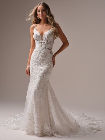 Maggie Sottero Style No. BIANCA (25MS907A01 - Unlined bodice, Sleeveless, Glitter tulle) #7 Ivory/Silver Accent with Ivory Illusion thumbnail
