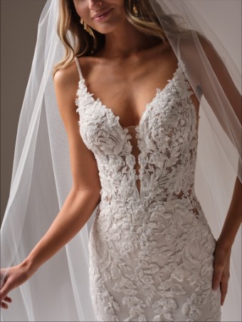 Maggie Sottero Style No. BIANCA (25MS907A01 - Unlined bodice, Sleeveless, Glitter tulle) #1 Ivory/Silver Accent with Ivory Illusion thumbnail