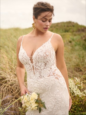 Maggie Sottero Style No. BIANCA (25MS907A01 - Unlined bodice, Sleeveless, Glitter tulle) #6 Ivory/Silver Accent with Ivory Illusion thumbnail