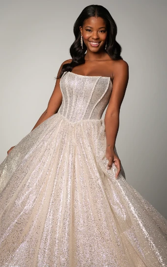 Stella York Style No. SY8133IS #10 (IS-BC) IVORY SILVER TULLE OVER BISCOTTI GOWN thumbnail