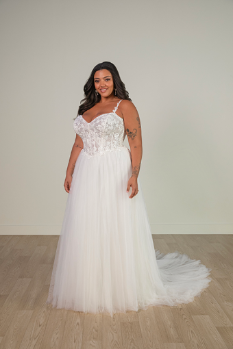 Stella York Style No. SY8113ZZ #8 (LB-BH) LAVENDER BLUSH LACE AND BLUSH FRENCH TULLE OVER BLUSH GOWN thumbnail