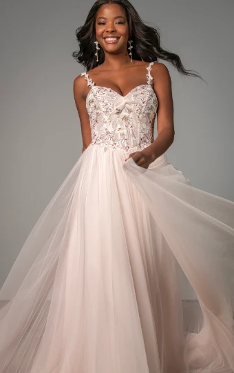 Stella York Style No. SY8113ZZ #0 default (LB-IV) LAVENDER BLUSH LACE AND IVORY FRENCH TULLE OVER IVORY GOWN thumbnail
