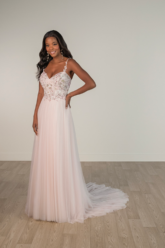 Stella York Style No. SY8113ZZ #2 (LB-IV) LAVENDER BLUSH LACE AND IVORY FRENCH TULLE OVER IVORY GOWN (LB-BH) LAVENDER BLUSH LACE AND BLUSH FRENCH TULLE OVER BLUSH GOWN thumbnail