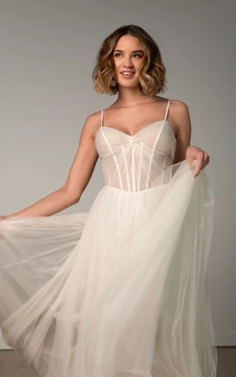 Stella York Style No. SY8113ZZ #5 (LB-IV) LAVENDER BLUSH LACE AND IVORY FRENCH TULLE OVER IVORY GOWN thumbnail