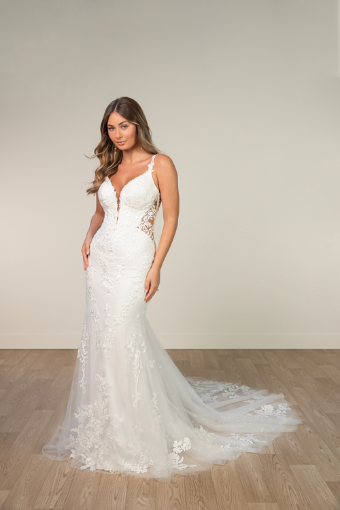 Stella York Style No. SY8168IV #4 (IVLN-PL) IVORY LACE & TULLE OVER LINEN GOWN W PORCELAIN TULLE ILLUSION thumbnail
