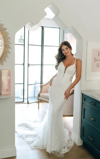 Stella York Style No. SY8168IV #0 default (IVLN-PL) IVORY LACE & TULLE OVER LINEN GOWN W PORCELAIN TULLE ILLUSION thumbnail
