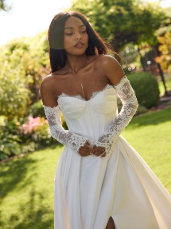 Rebecca Ingram Style No. ZORINA (26RN417A11 - No slit) #1 All Ivory thumbnail