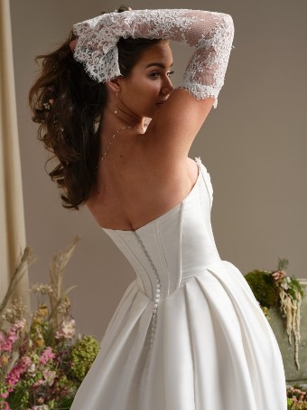 Rebecca Ingram Style No. ZORINA (26RN417A11 - No slit) #4 All Ivory thumbnail