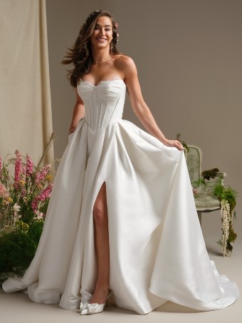 Rebecca Ingram Style No. ZORINA (26RN417A11 - No slit) #3 All Ivory thumbnail