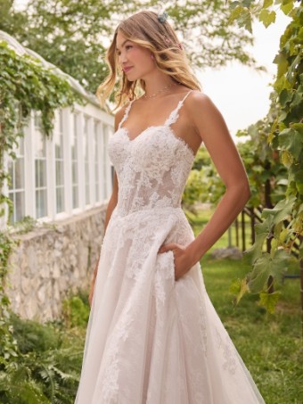 Rebecca Ingram Style No. ESMERALDA (26RK478A01 - Unlined bodice, Attached Straps, Sequin tulle) #2 All Ivory (gown with Ivory Illusion) thumbnail