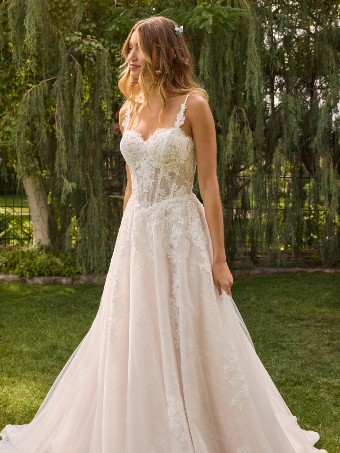 Rebecca Ingram Style No. ESMERALDA (26RK478A01 - Unlined bodice, Attached Straps, Sequin tulle) #1 All Ivory (gown with Ivory Illusion) thumbnail