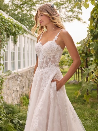 Rebecca Ingram Style No. ESMERALDA (26RK478A01 - Unlined bodice, Attached Straps, Sequin tulle) #2 All Ivory (gown with Ivory Illusion) thumbnail