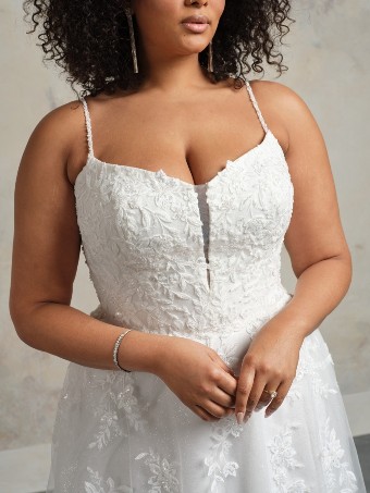 Rebecca Ingram Style No. CATHERINE (24RS791A01 - Unlined bodice) #1 Ivory/Silver Accent (gown with Ivory Illusion) thumbnail