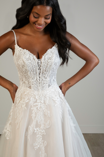 Stella York Style No. SY8293 #5 (IVIV-PL) Ivory Lace & Tulle over Ivory Gown w Porcelain Tulle Plunge thumbnail