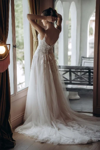 Stella York Style No. SY8293 #3 (IVIV-PL) Ivory Lace & Tulle over Ivory Gown w Porcelain Tulle Plunge thumbnail