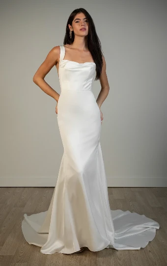 Stella York Style No. SY8338 #0 default (IV-PL) Ivory Gown w Porcelain Tulle Side Plunge thumbnail