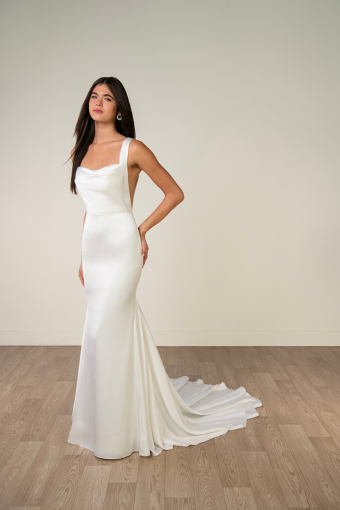 Stella York Style No. SY8338 #1 (IV-PL) Ivory Gown w Porcelain Tulle Side Plunge thumbnail