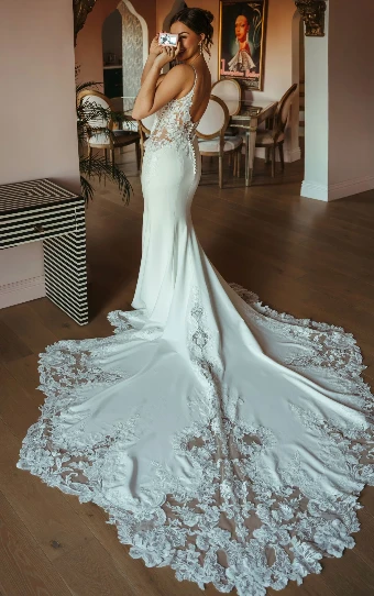 Stella York Style No. SY8340 #1 (IV-PL) Ivory Gown w Porcelain Tulle Plunge thumbnail
