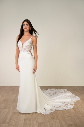 Stella York Style No. SY8340 #3 (IV-PL) Ivory Gown w Porcelain Tulle Plunge thumbnail