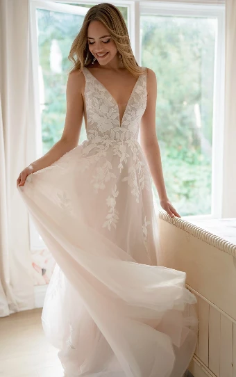 Stella York Style No. SY8316ZT #0 default (IVIV-PL) Ivory Lace and Tulle over Ivory Gown w Porcelain Tulle Plunge thumbnail