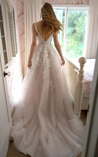 Stella York Style No. SY8316ZT #3 (IVIV-PL) Ivory Lace and Tulle over Ivory Gown w Porcelain Tulle Plunge thumbnail