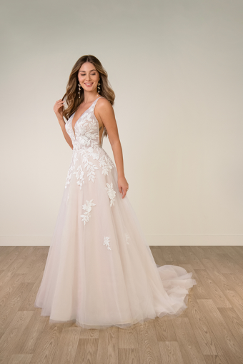 Stella York Style No. SY8316ZT #4 (IVIV-PL) Ivory Lace and Tulle over Ivory Gown w Porcelain Tulle Plunge thumbnail