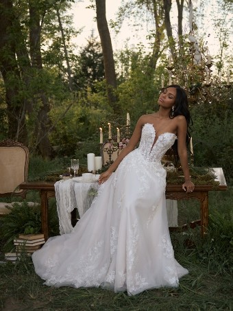 Rebecca Ingram Style No. BERNADINE (F6RK097A01 - Unlined bodice, Glitter tulle) #7 Ivory over Soft Blush (gown with Light Nude Illusion) thumbnail